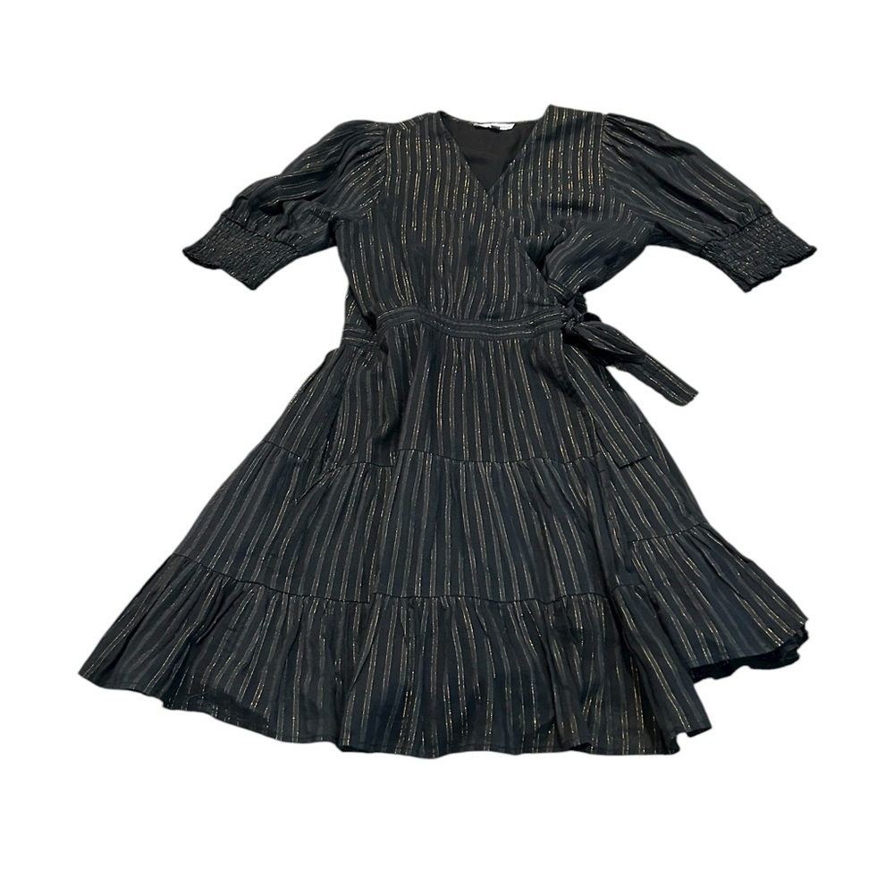 KARINA GRIMALDI black and gold wrap dress